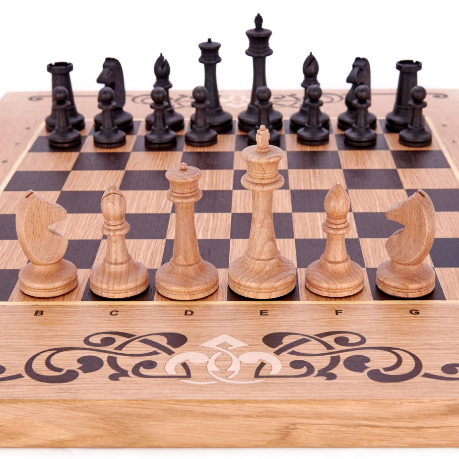 Шахматы + нарды резные "Венеция" дуб купить в Краснодаре