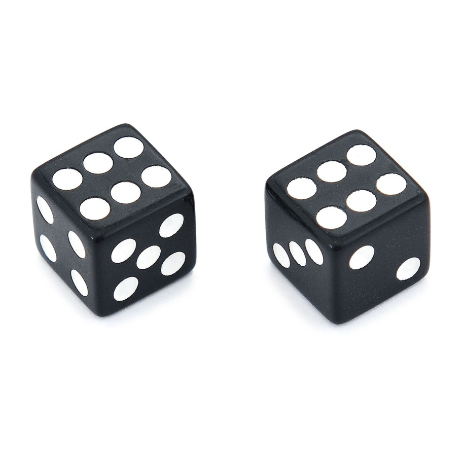 Кости игральные "Классика" пластик, черные, 12 мм (2 шт.) Кости игральные "Классика" пластик, черные, 12 мм (2 шт.)